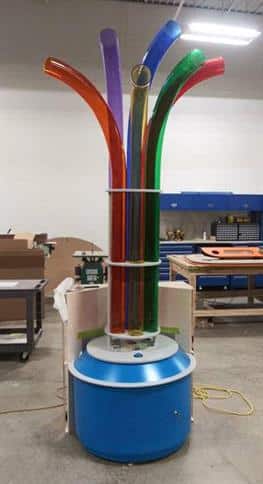 An installation with multiple zero tangent bends in multiple colors