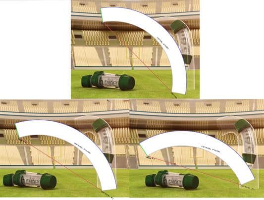 A collage of three proposed tubing bend systems at different angles for the banking commercial