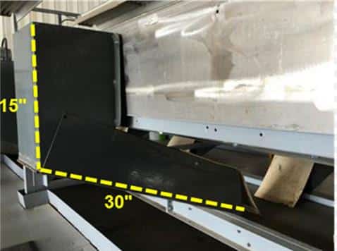The metal fruit chute to be replaced by clear, FDA food-safe butyrate tubing.