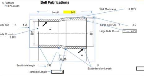 A schematic for fabricating a tubing bell