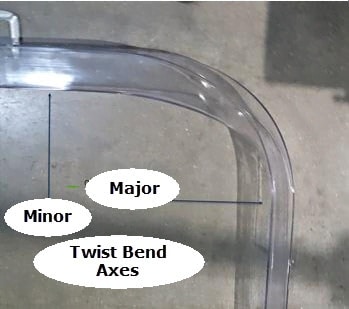 The rectangular tubing twisted bend with axis labelled