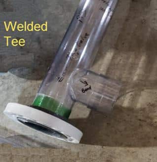 A welded Tee bend with pipe threading on one and