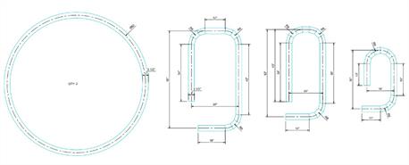 The design schematic of the circle and spiral bends for the coffee roaster display