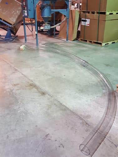 The long tubing bend on the shop floor