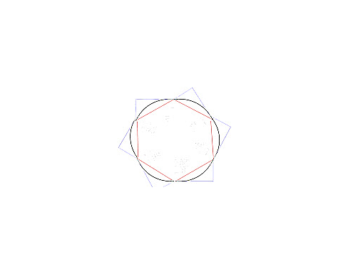 Diagram of the support circle with hexagonal lines.