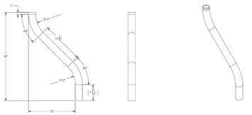 Design schematic of an offset bend for pneumatic fiber transport