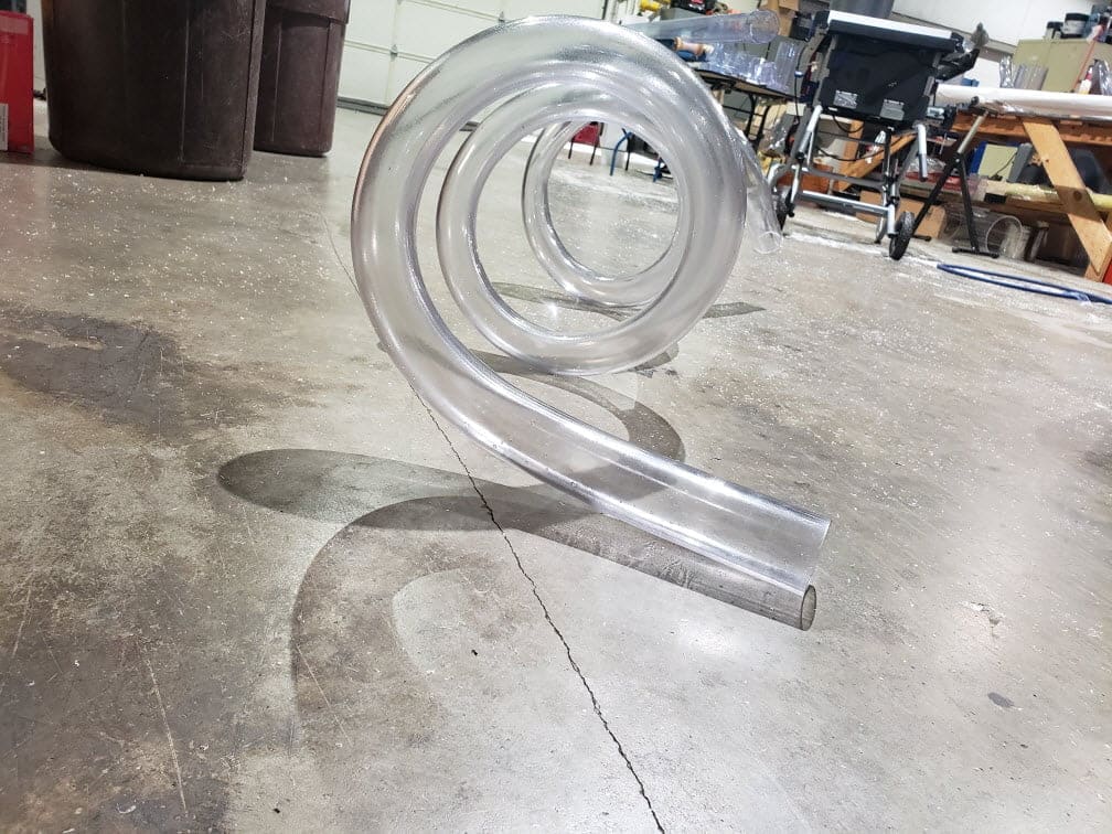 A specialty helix bend in transparent tubing