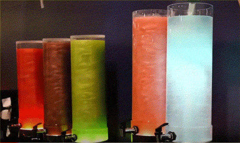 Colorful drink dispensers made with food safe transparent tubing