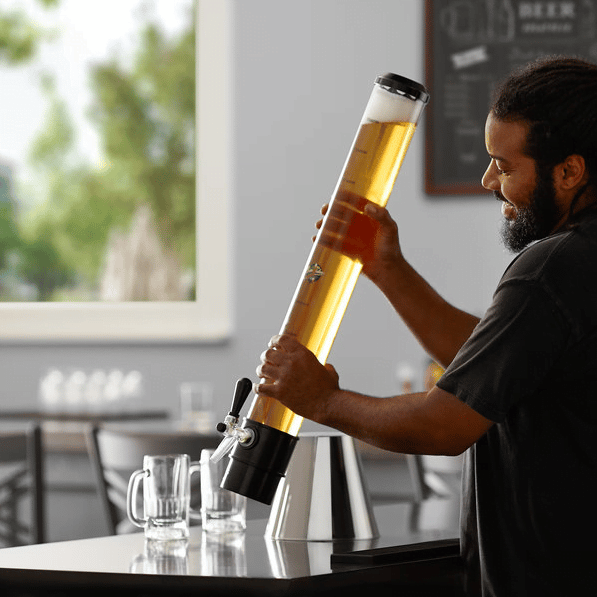 A beer tap made with a transparent, food-safe tube.